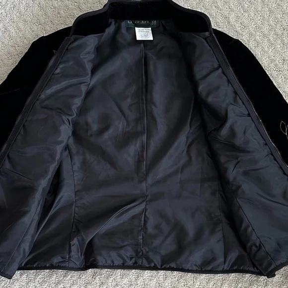 Harve Benard Black Velvet Embroidered Zip Front Jacket Size 8 - Picture 5 of 13